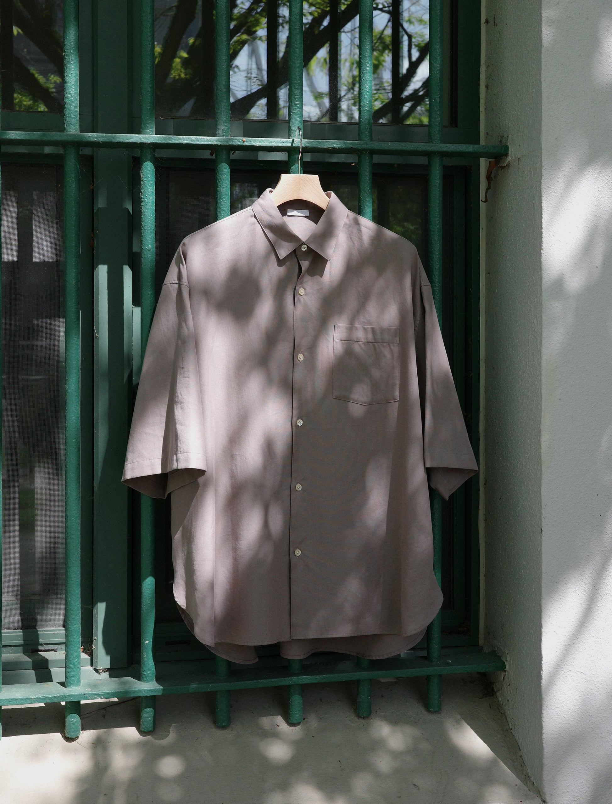 Blanc YM Soft Oxford Half Sleeve Shirt Beige