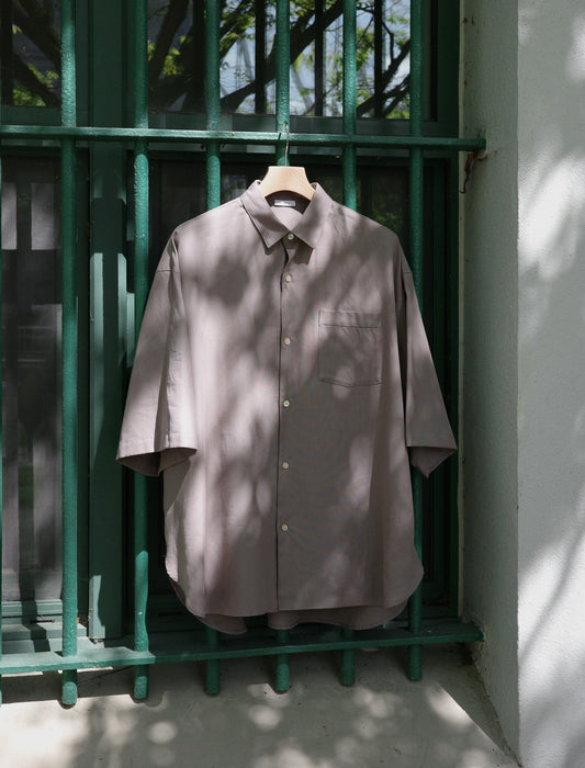 Blanc YM Soft Oxford Half Sleeve Shirt Beige