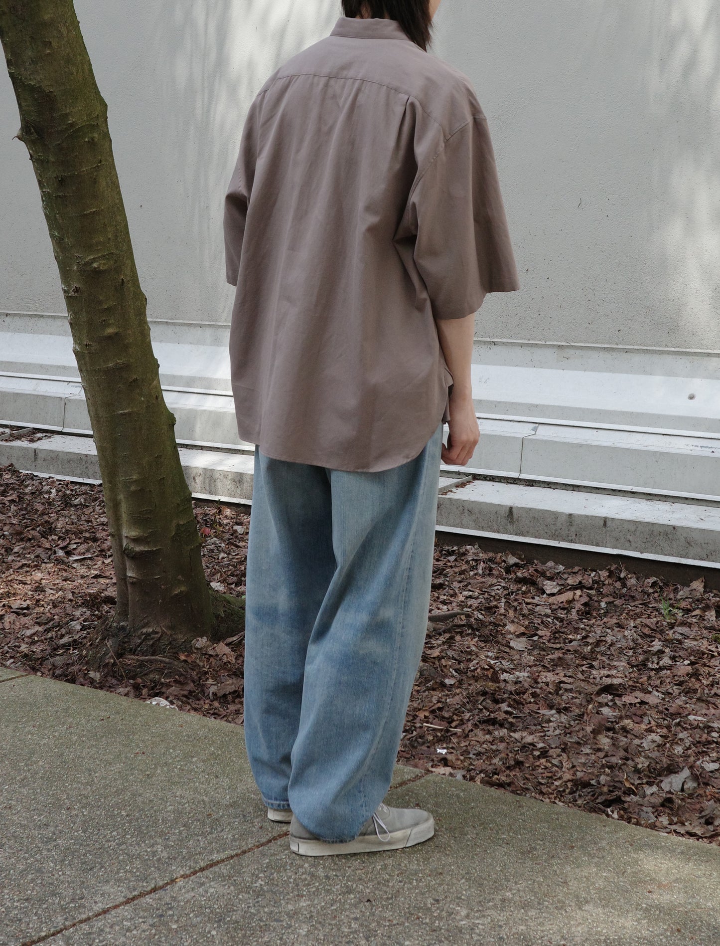 Blanc YM Soft Oxford Half Sleeve Shirt Beige