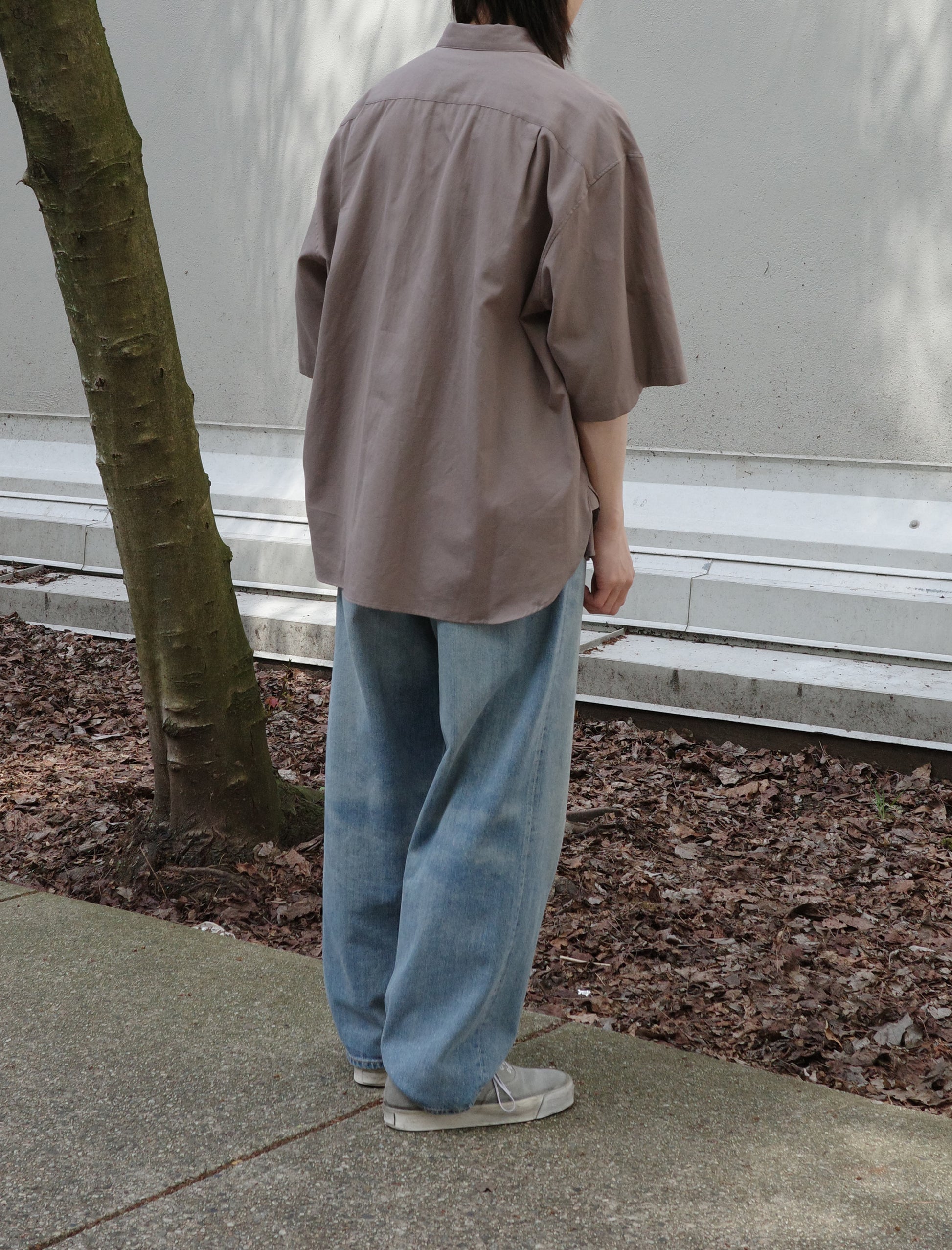 Blanc YM Soft Oxford Half Sleeve Shirt Beige