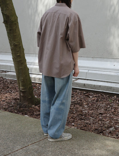 Blanc YM Soft Oxford Half Sleeve Shirt Beige