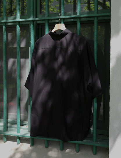 Blanc YM Supima Cotton Half Sleeve Shirt Black