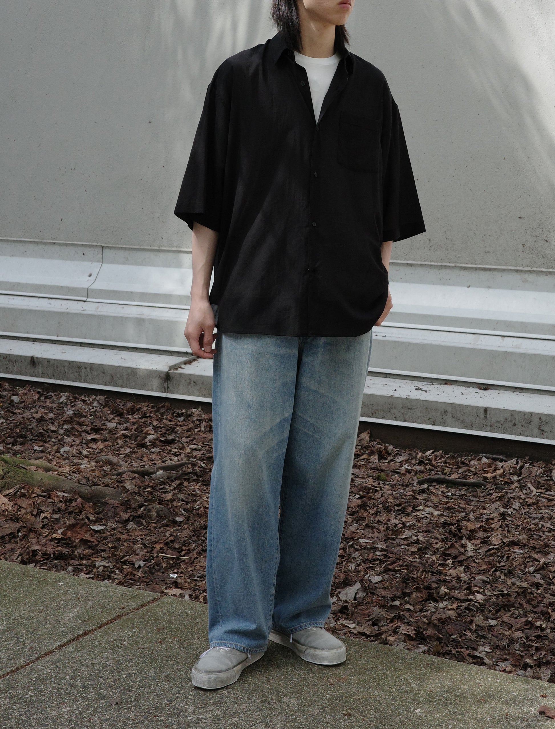 Blanc YM Supima Cotton Half Sleeve Shirt Black