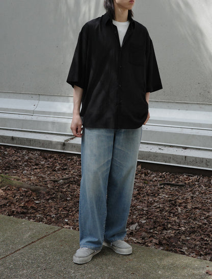 Blanc YM Supima Cotton Half Sleeve Shirt Black