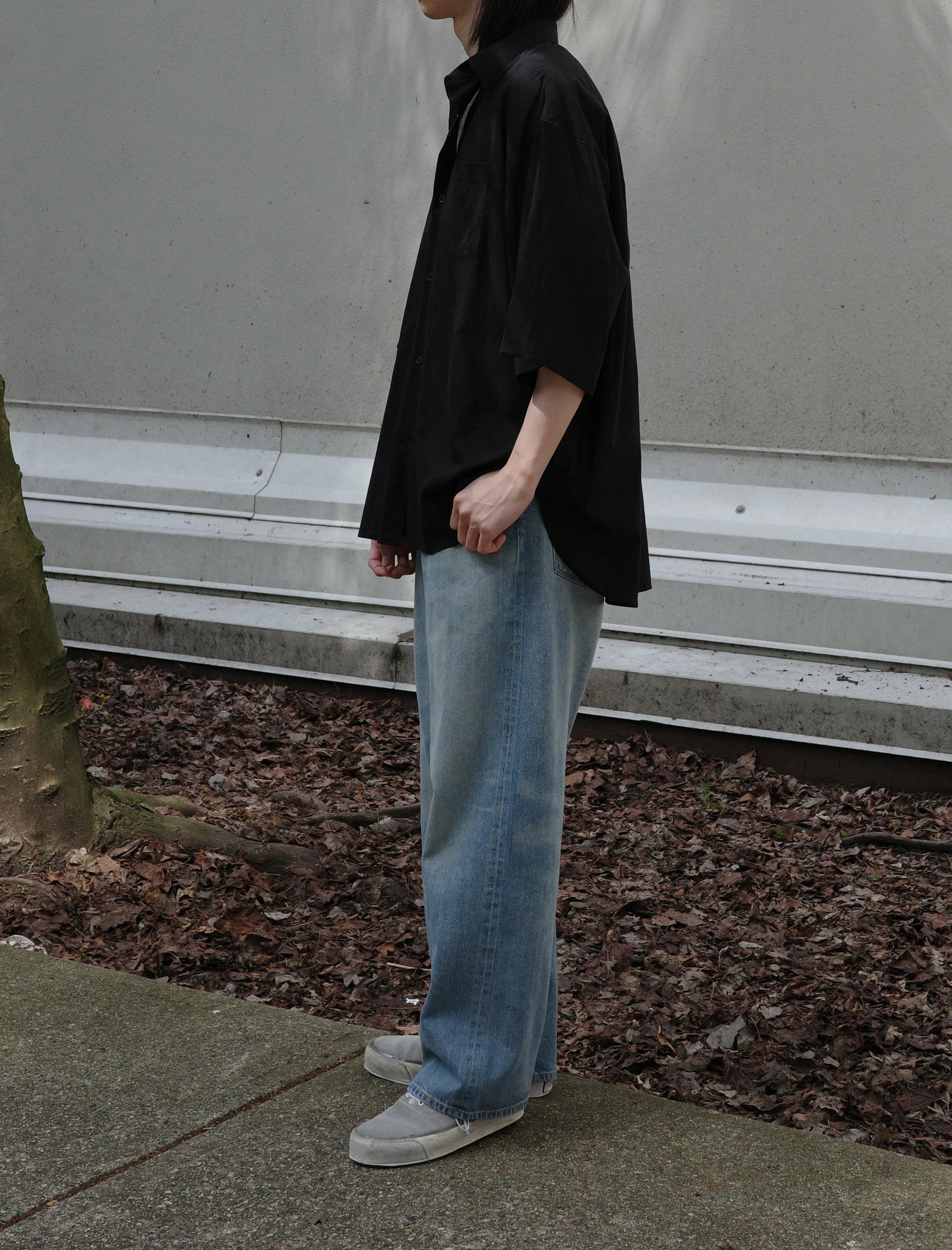 Blanc YM Supima Cotton Half Sleeve Shirt Black