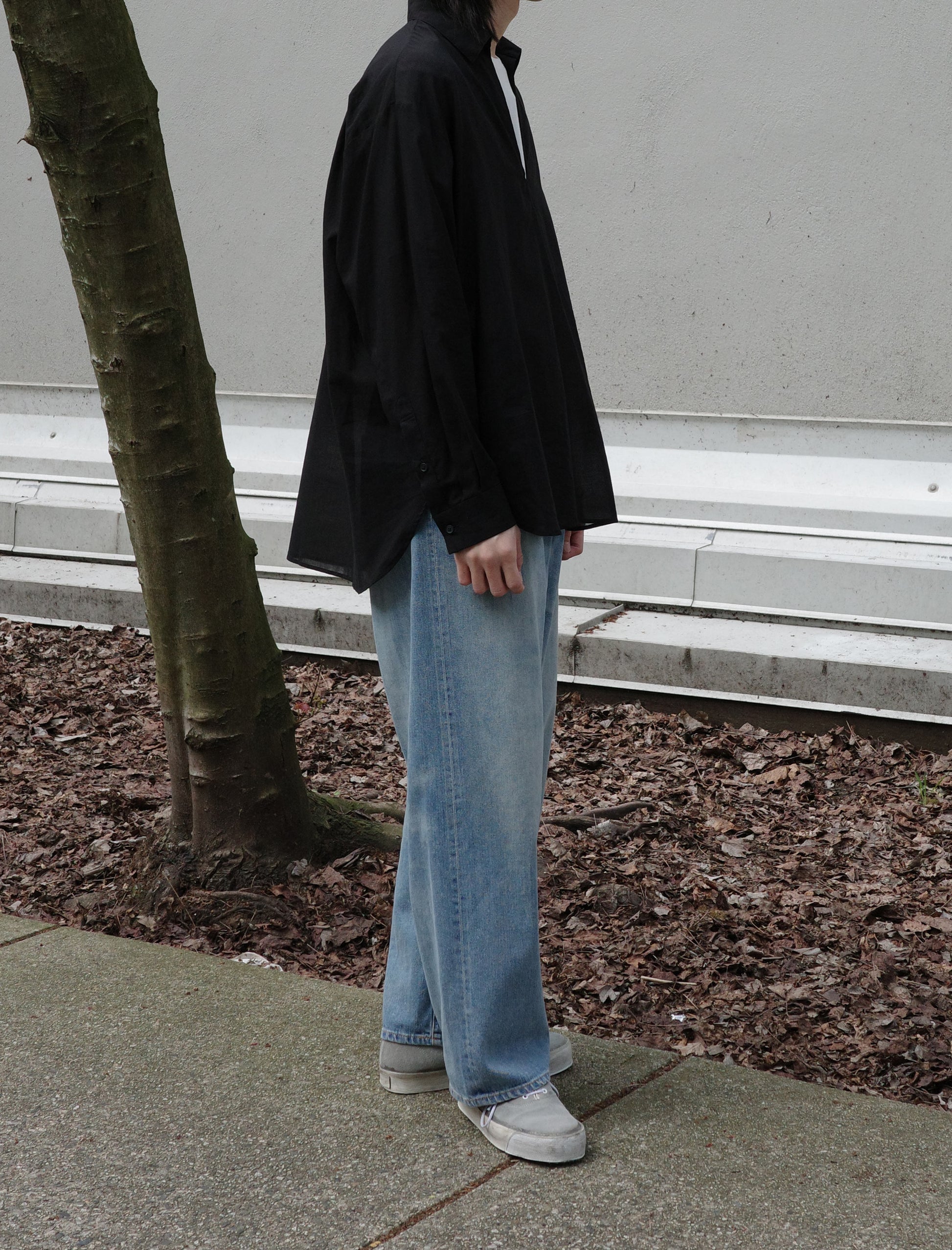 Blanc YM Supima Cotton Skipper Shirt Black
