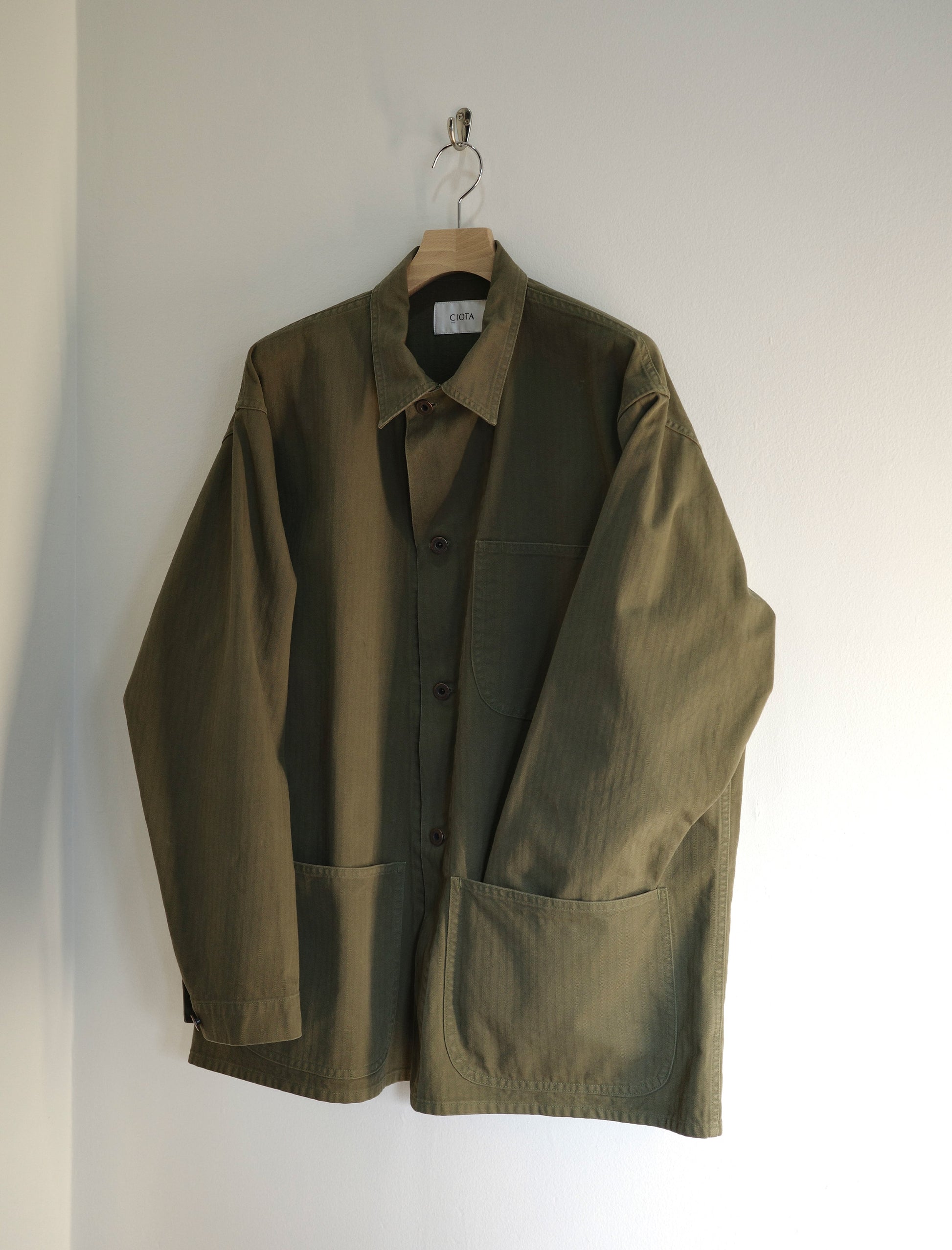 CIOTA 40s USMC P-47 HBT Jacket - Stone Wash Dark Olive