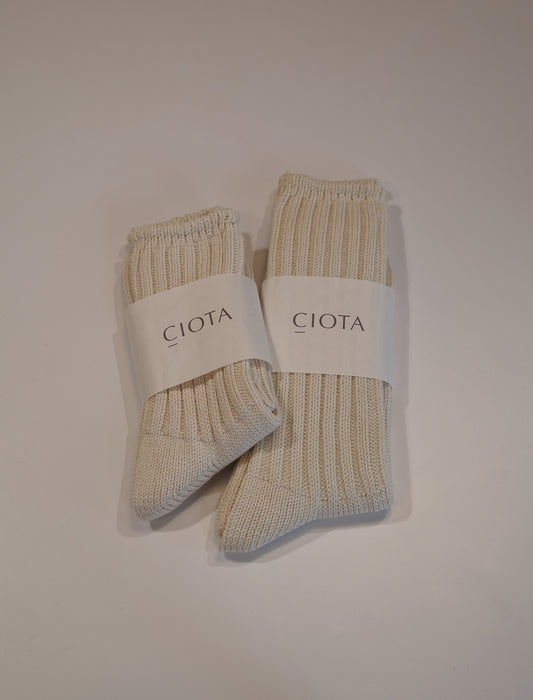 CIOTA Low Gauge Ribbed Socks - Ivory