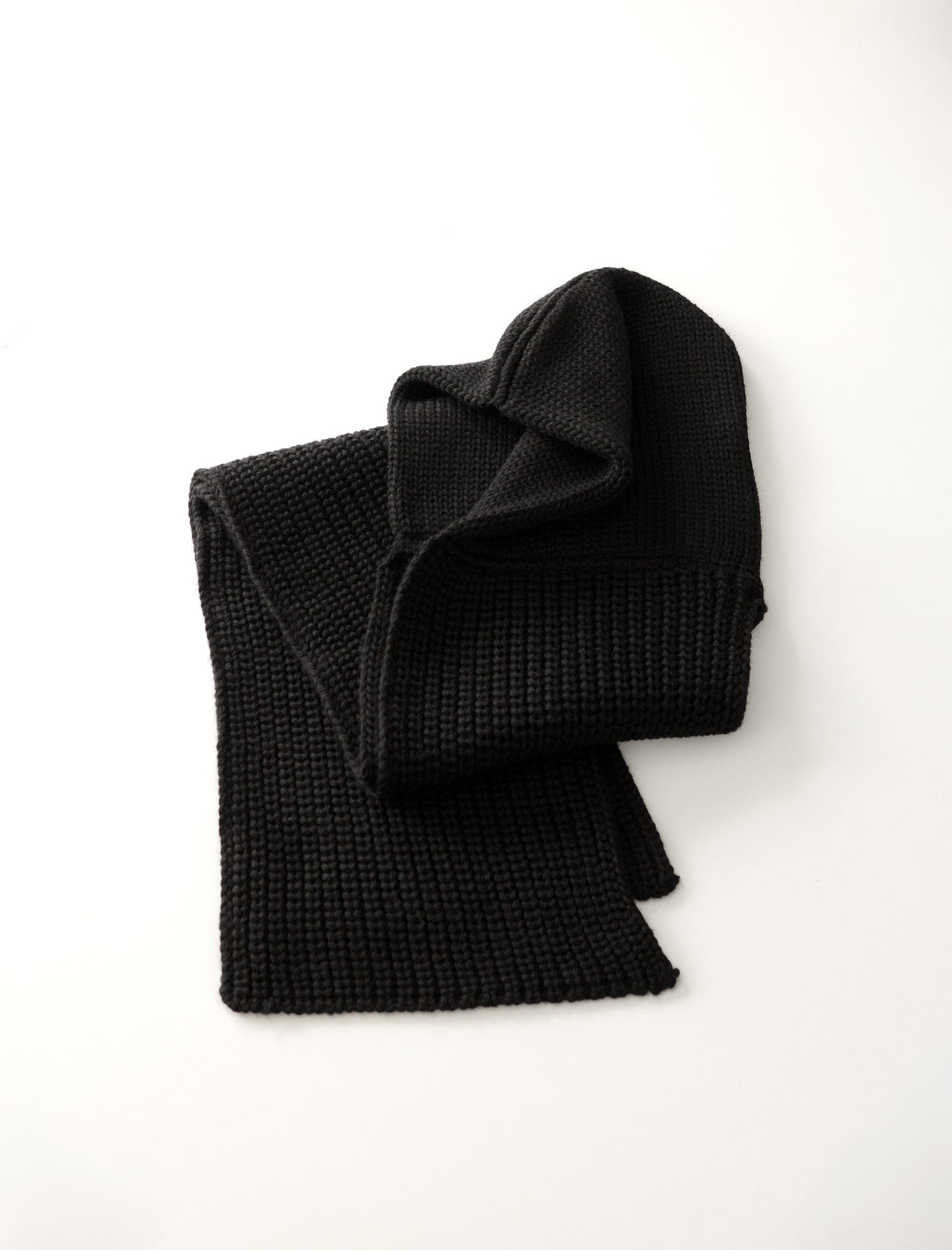 COMEASANDGOES Merino Wool Hoodie Muffler Black