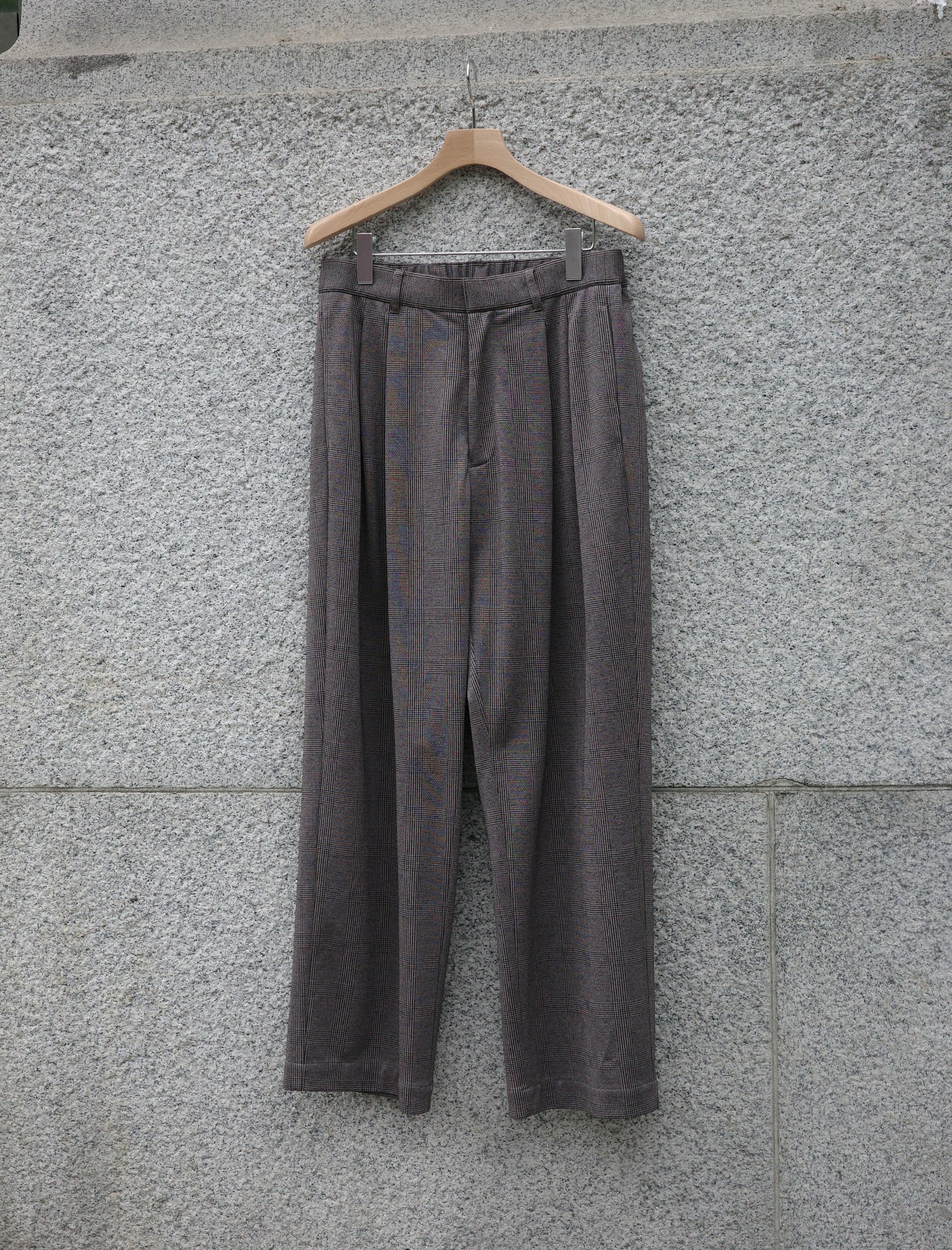 KANEMASA PHIL. 28G Loop Yarn Glen Check Trousers - Beige
