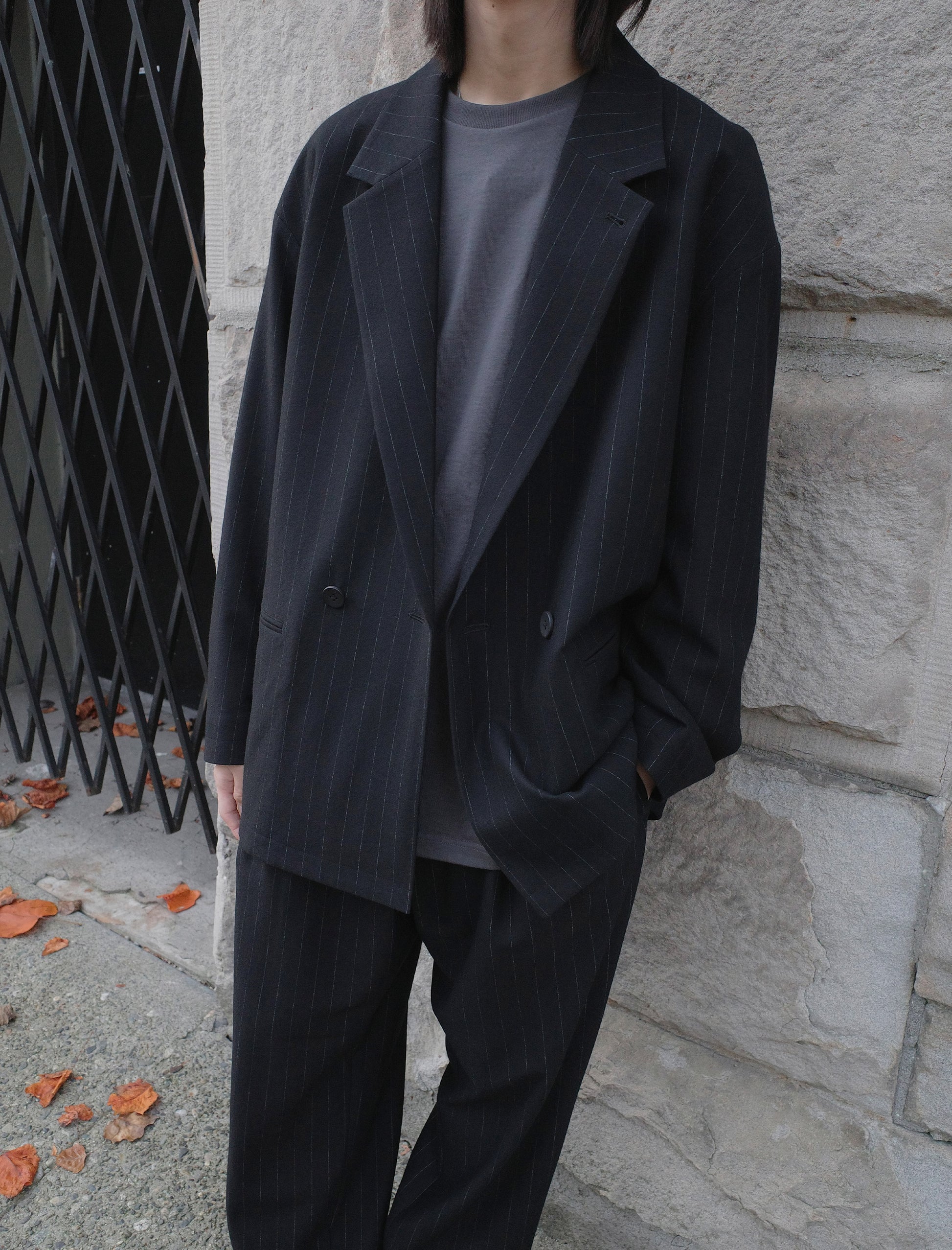 Kanemasa Phil. 36G Wool Stripe Double Jacket - Black