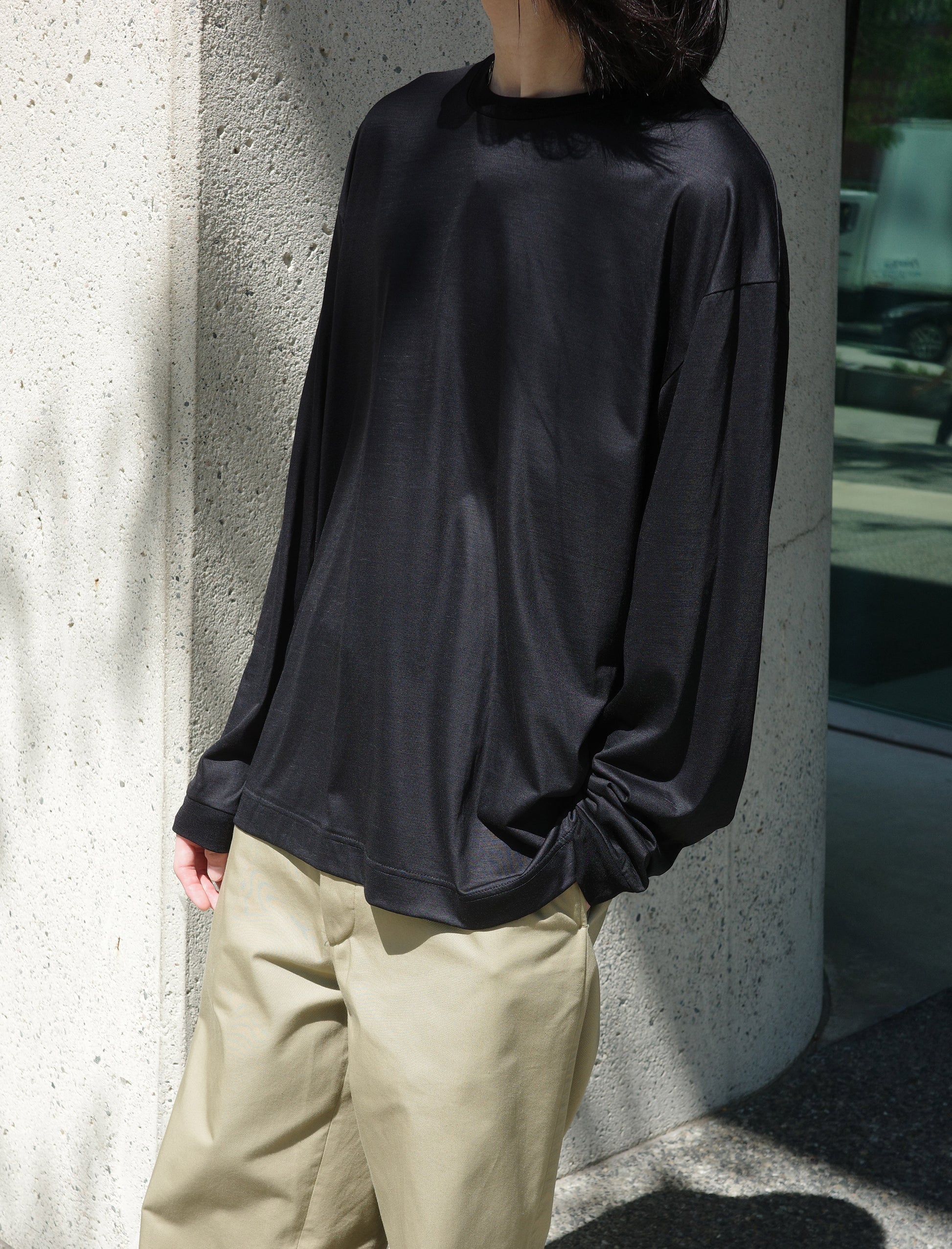 KANEMASA PHIL. 36G Wool L/S Tee - Night Black