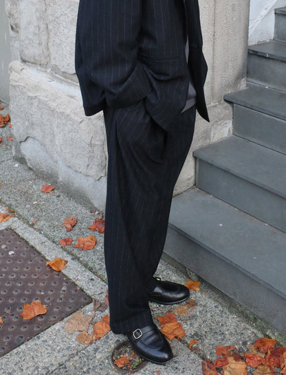 Kanemasa Phil. 36G Wool Stripe Trouser - Black