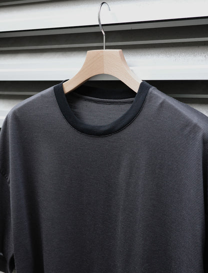KANEMASA PHIL. 32G Wool Stripe S/S Tee Charcoal