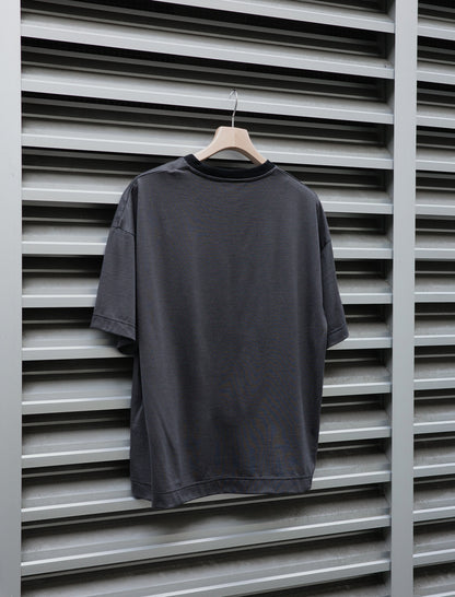 KANEMASA PHIL. 32G Wool Stripe S/S Tee Charcoal