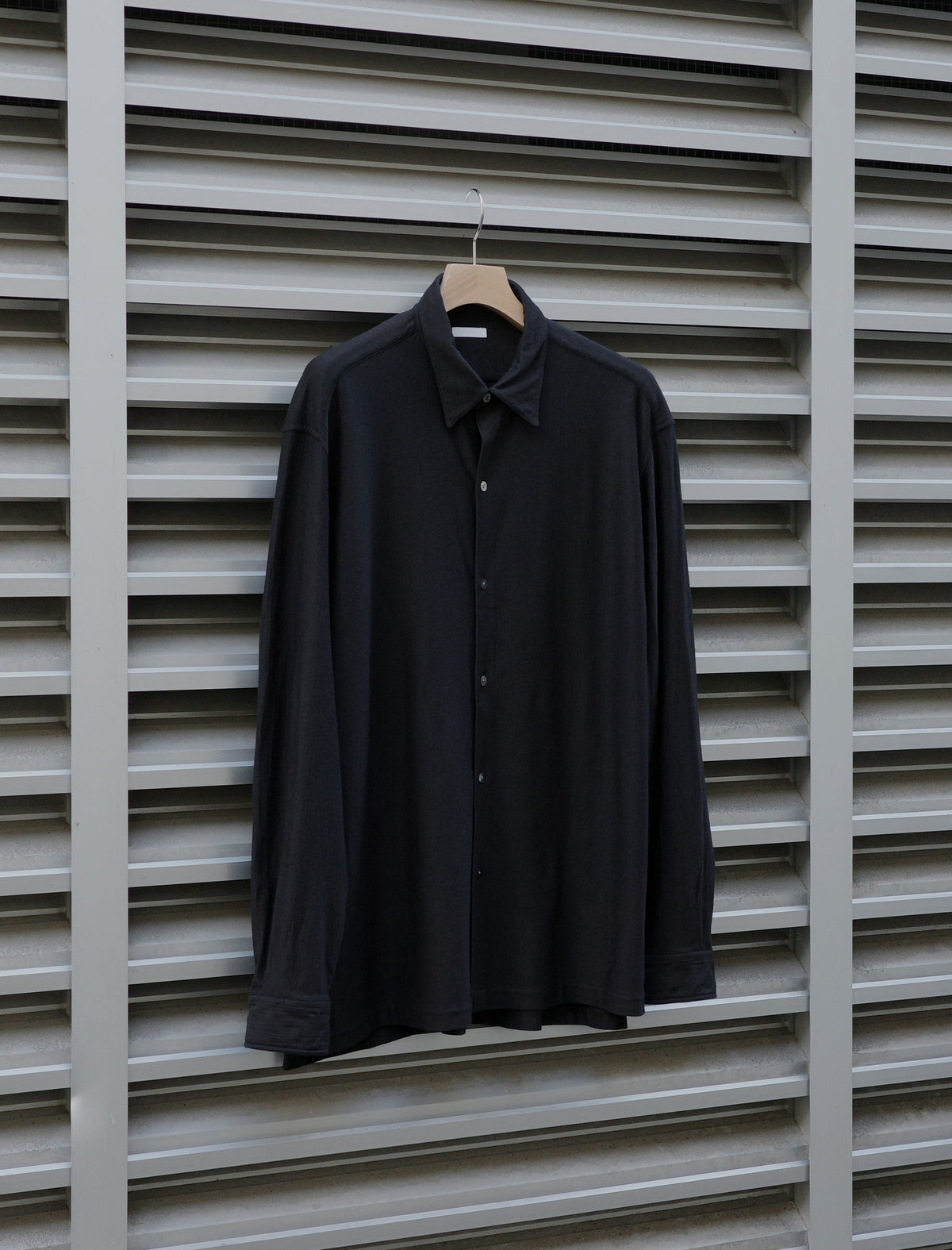 KANEMASA PHIL. 36G Wool Fulling Ideal Shirt Black Dyed