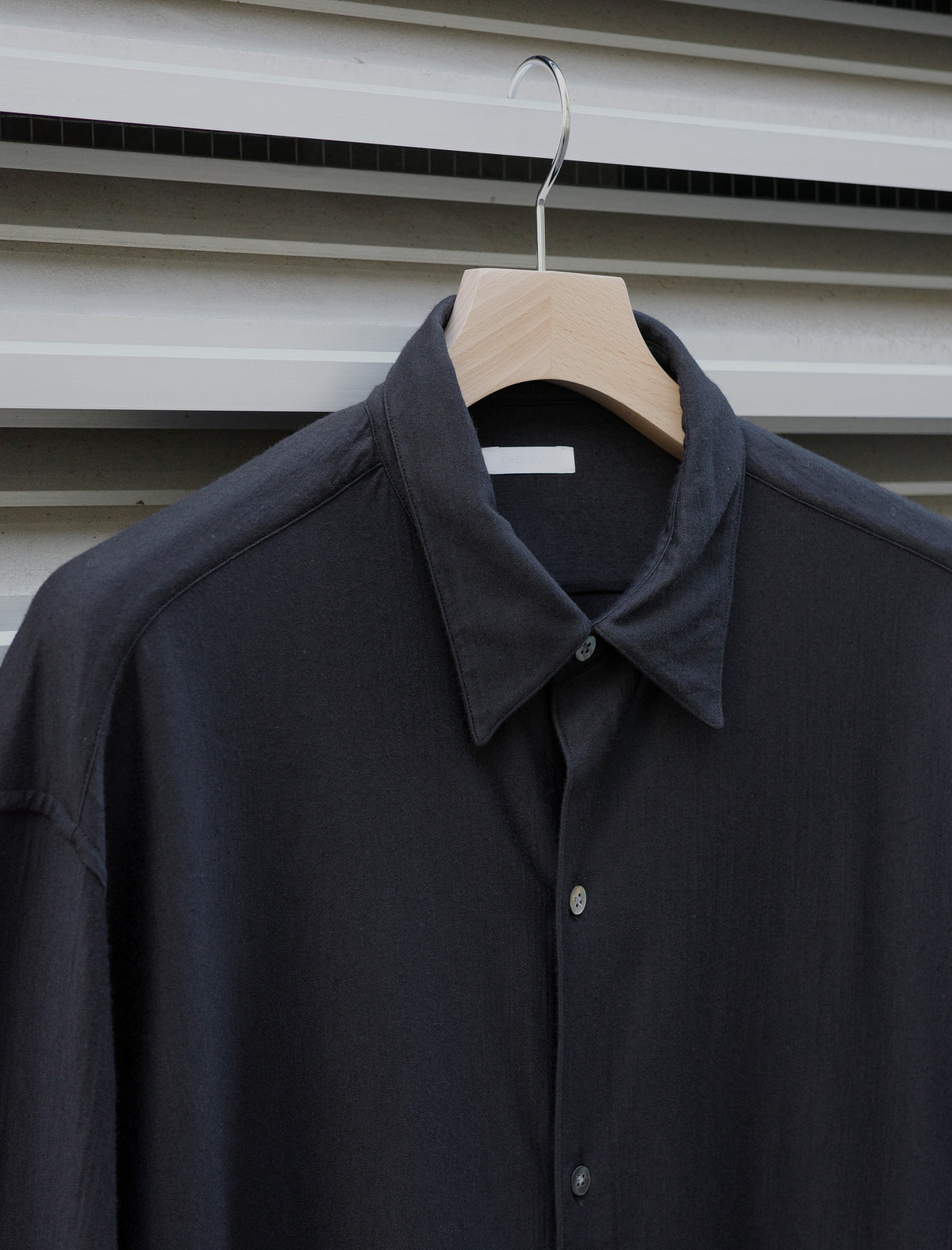 KANEMASA PHIL. 36G Wool Fulling Ideal Shirt Black Dyed