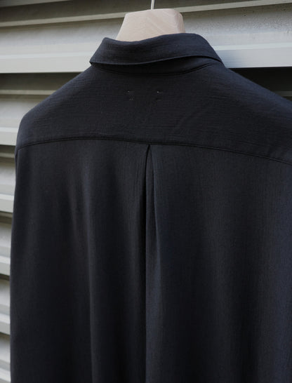 KANEMASA PHIL. 36G Wool Fulling Ideal Shirt Black Dyed