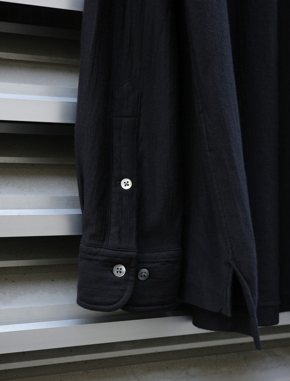 KANEMASA PHIL. 36G Wool Fulling Ideal Shirt Black Dyed