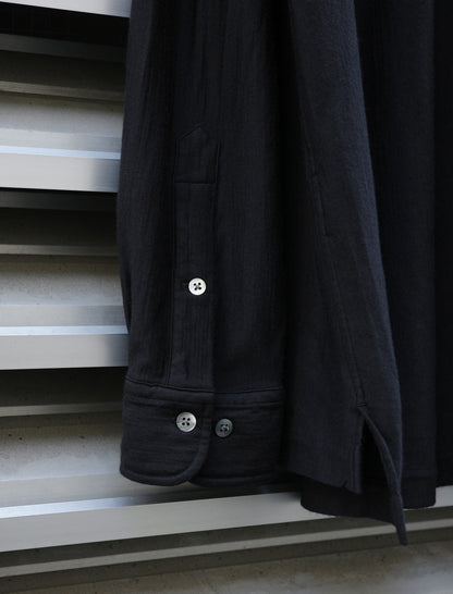KANEMASA PHIL. 36G Wool Fulling Ideal Shirt Black Dyed