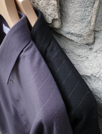 KANEMASA PHIL. 36G Wool Stripe Ideal Shirt - Shetland Grey