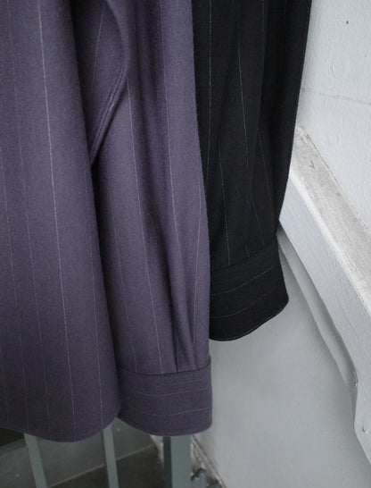 KANEMASA PHIL. 36G Wool Stripe Ideal Shirt - Black