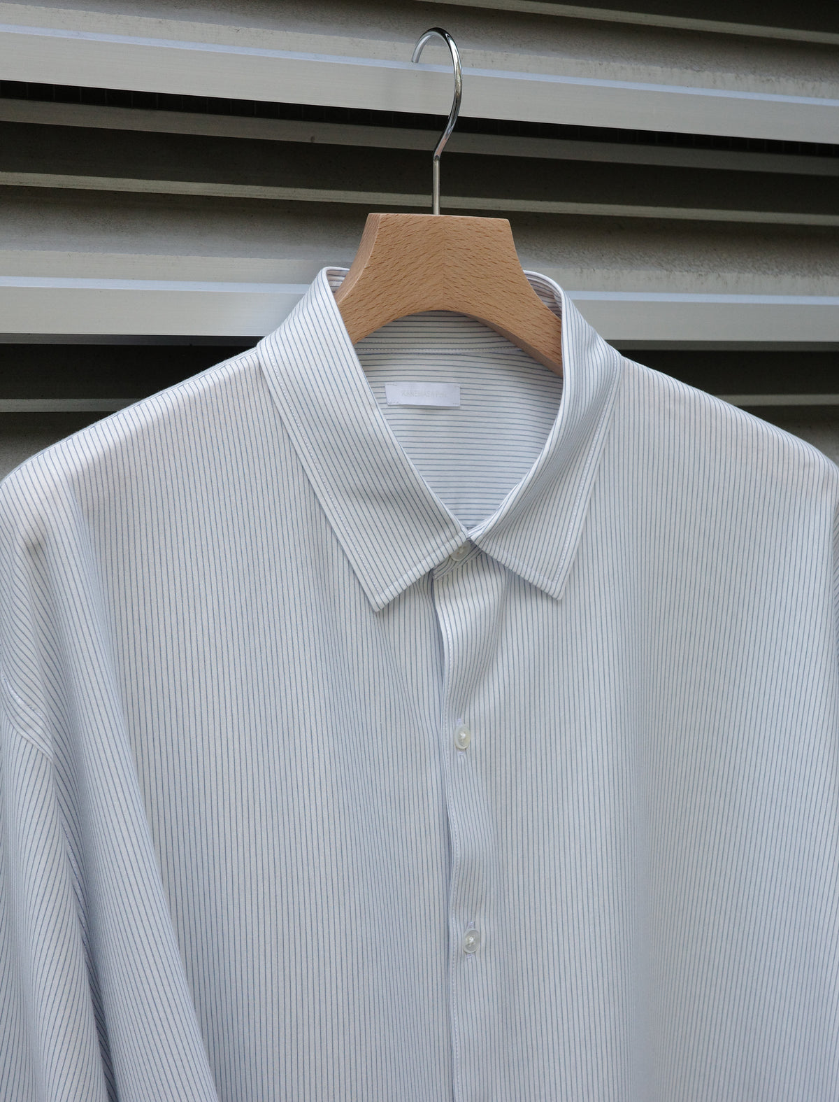 KANEMASA PHIL. 46G Atmosphere Stripe Shirt White Blue