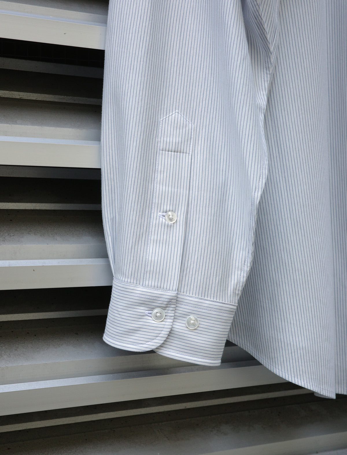 KANEMASA PHIL. 46G Atmosphere Stripe Shirt White Blue