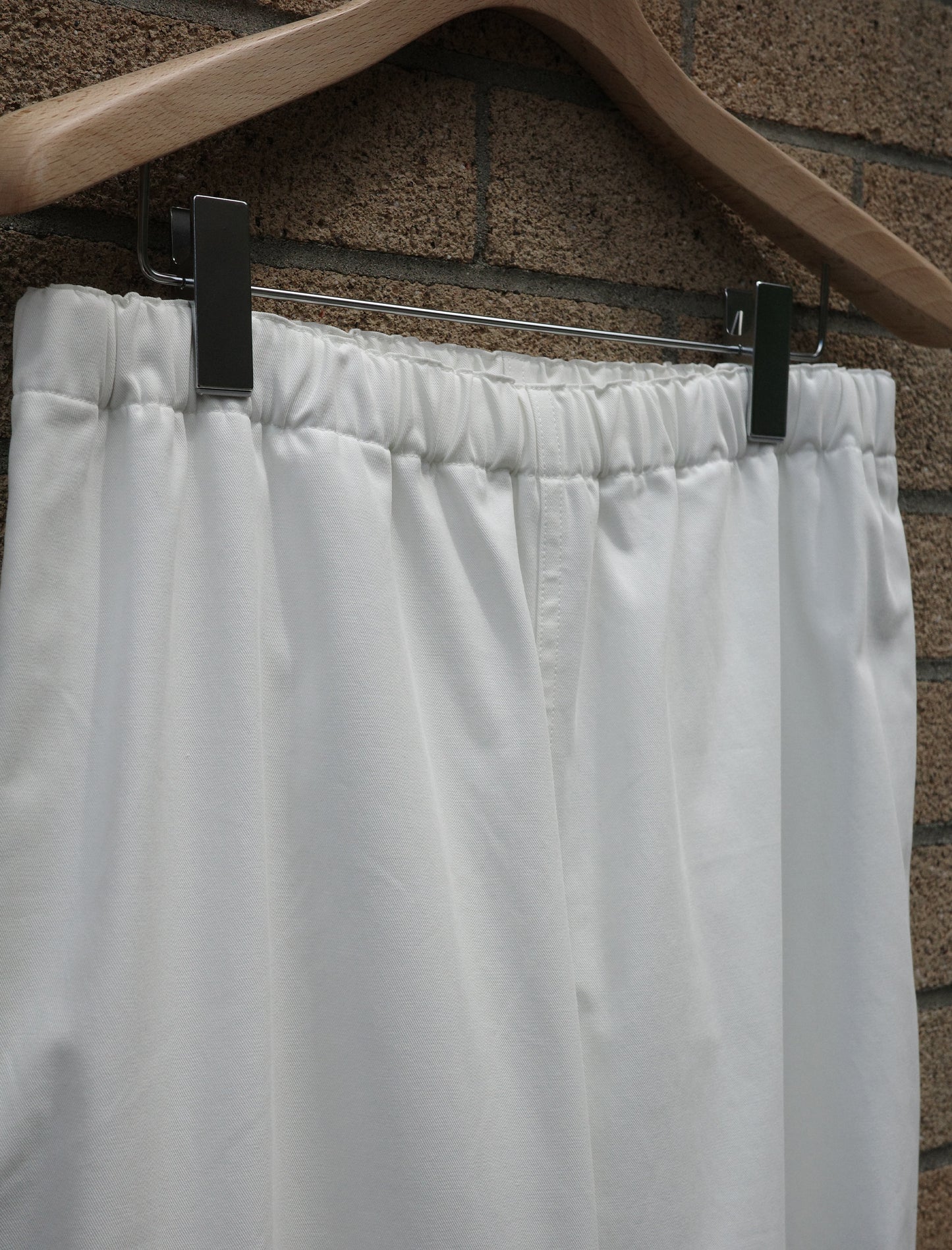 Organic Cotton Recycle Polyester Twill Easy Trousers - White