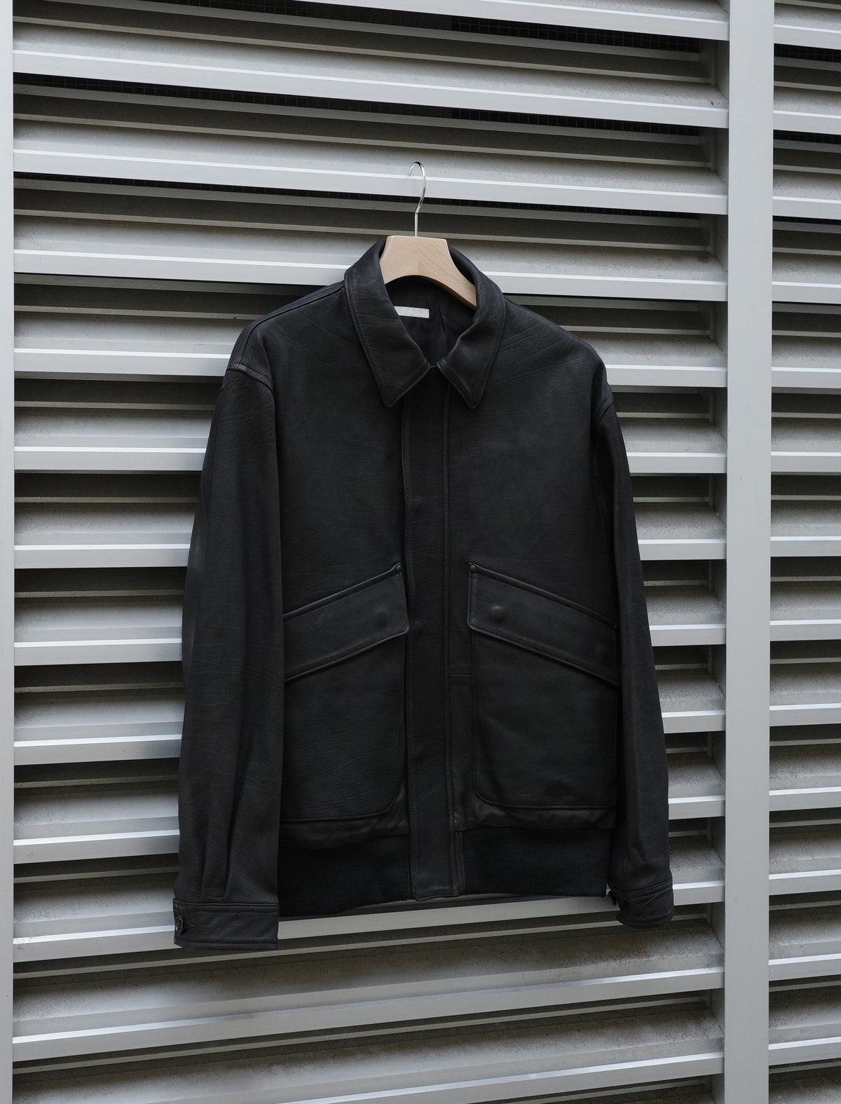 ULTERIOR Calf Leather Flight Jacket Black