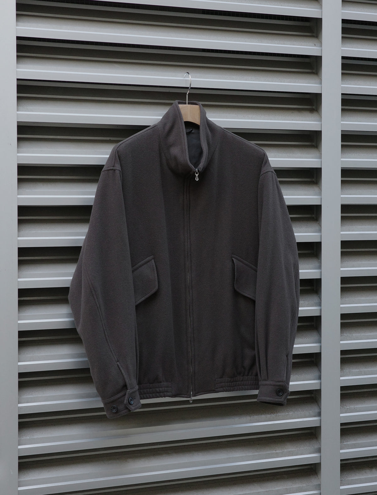 Herringbone Pile Mosser Zip-Up Jacket - Dust Brown