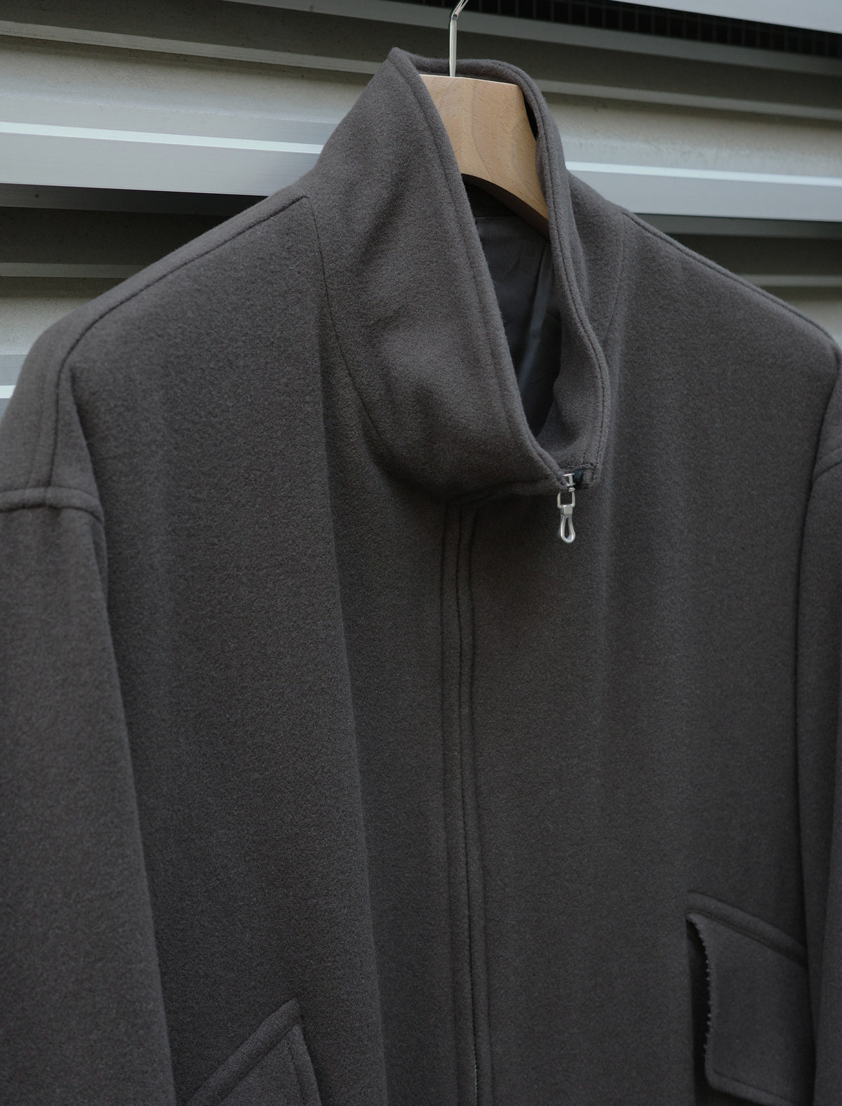 Herringbone Pile Mosser Zip-Up Jacket - Dust Brown
