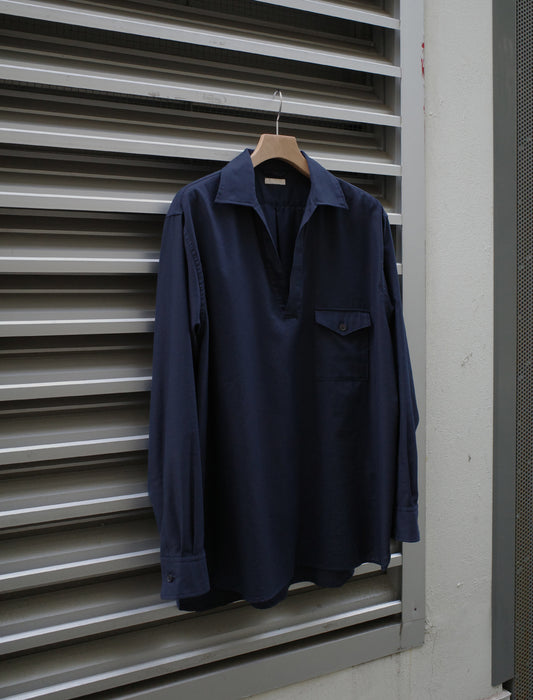ULTERIOR Silky Soft Twill Skipper Shirt Navy