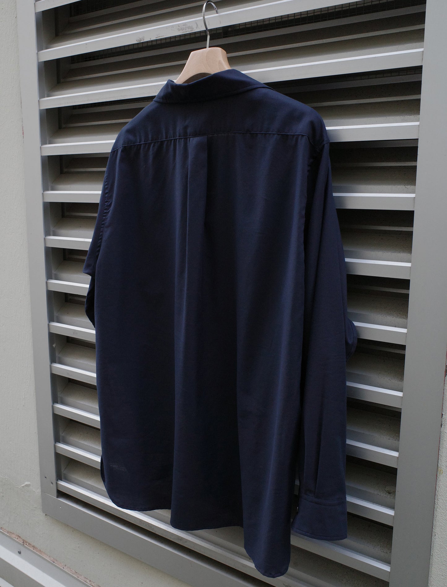 ULTERIOR Silky Soft Twill Skipper Shirt Navy