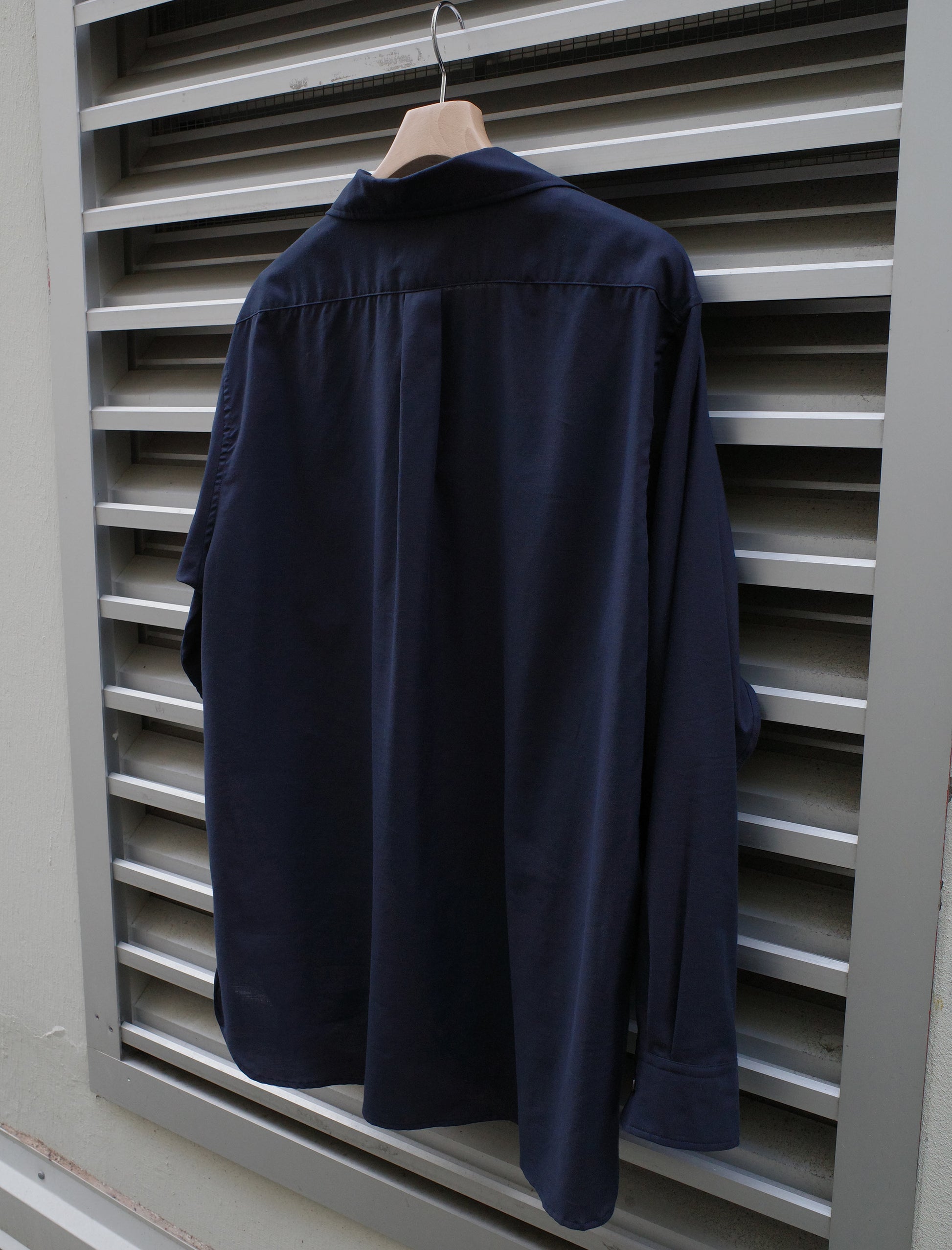 ULTERIOR Silky Soft Twill Skipper Shirt Navy