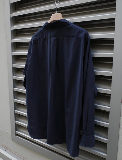 ULTERIOR Silky Soft Twill Skipper Shirt Navy