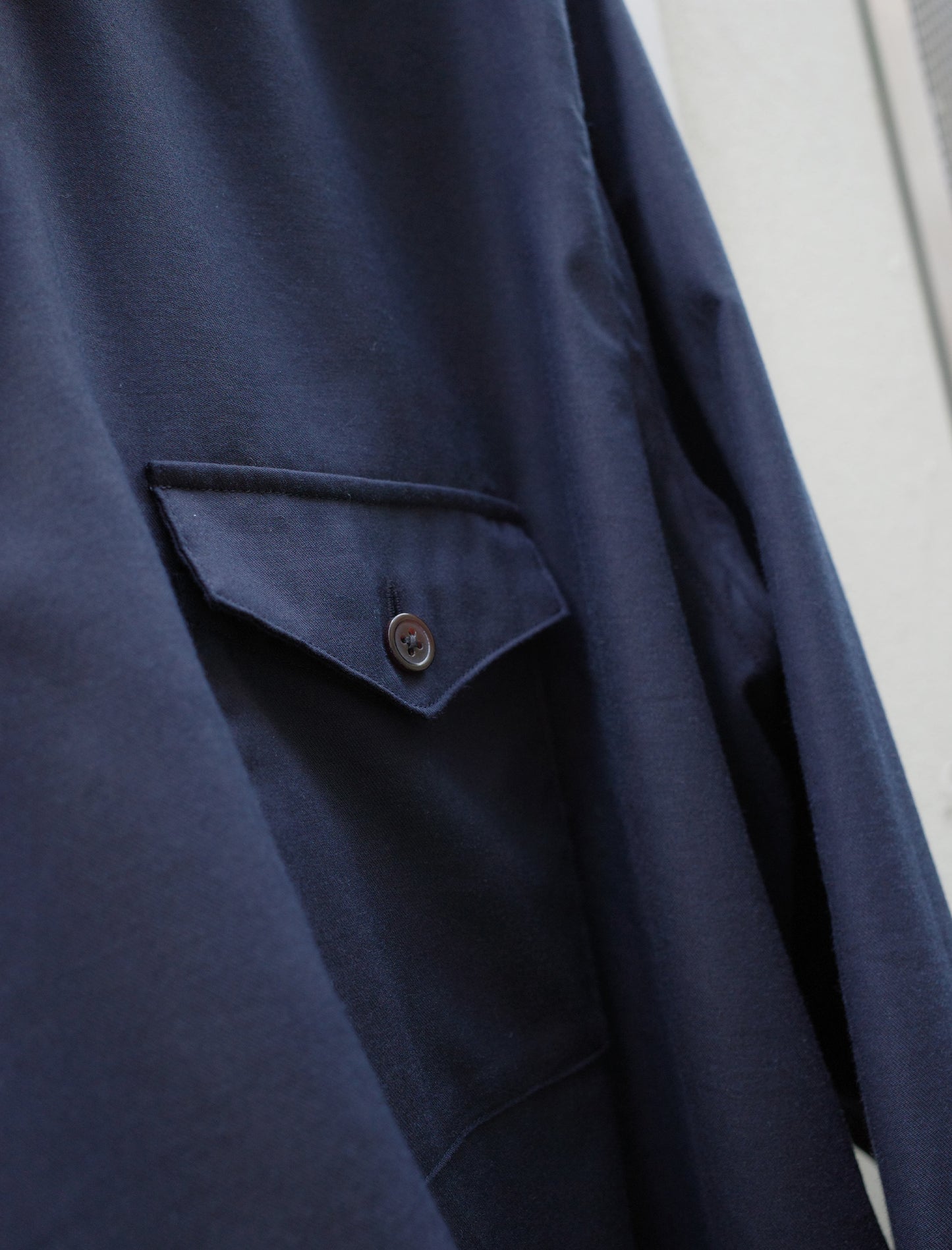 ULTERIOR Silky Soft Twill Skipper Shirt Navy