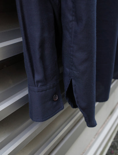 ULTERIOR Silky Soft Twill Skipper Shirt Navy