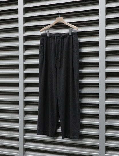 ULTERIOR Super Fine Wool Viyella Drawstring Pants - Top Charcoal