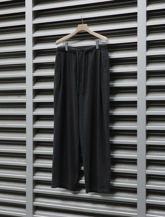 ULTERIOR Super Fine Wool Viyella Drawstring Pants - Top Charcoal