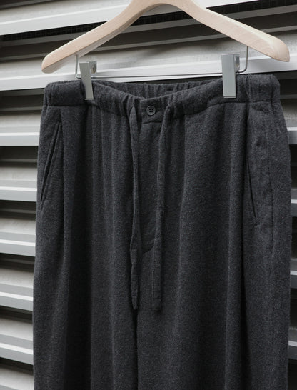 ULTERIOR Super Fine Wool Viyella Drawstring Pants - Top Charcoal