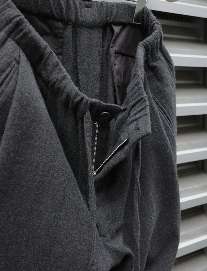 ULTERIOR Super Fine Wool Viyella Drawstring Pants - Top Charcoal