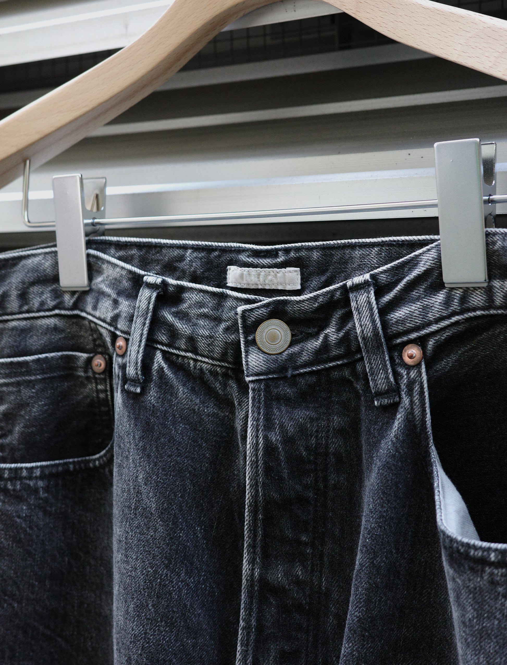ULTERIOR Vintage Washed Selvedge Denim 5P Pants Faded Black