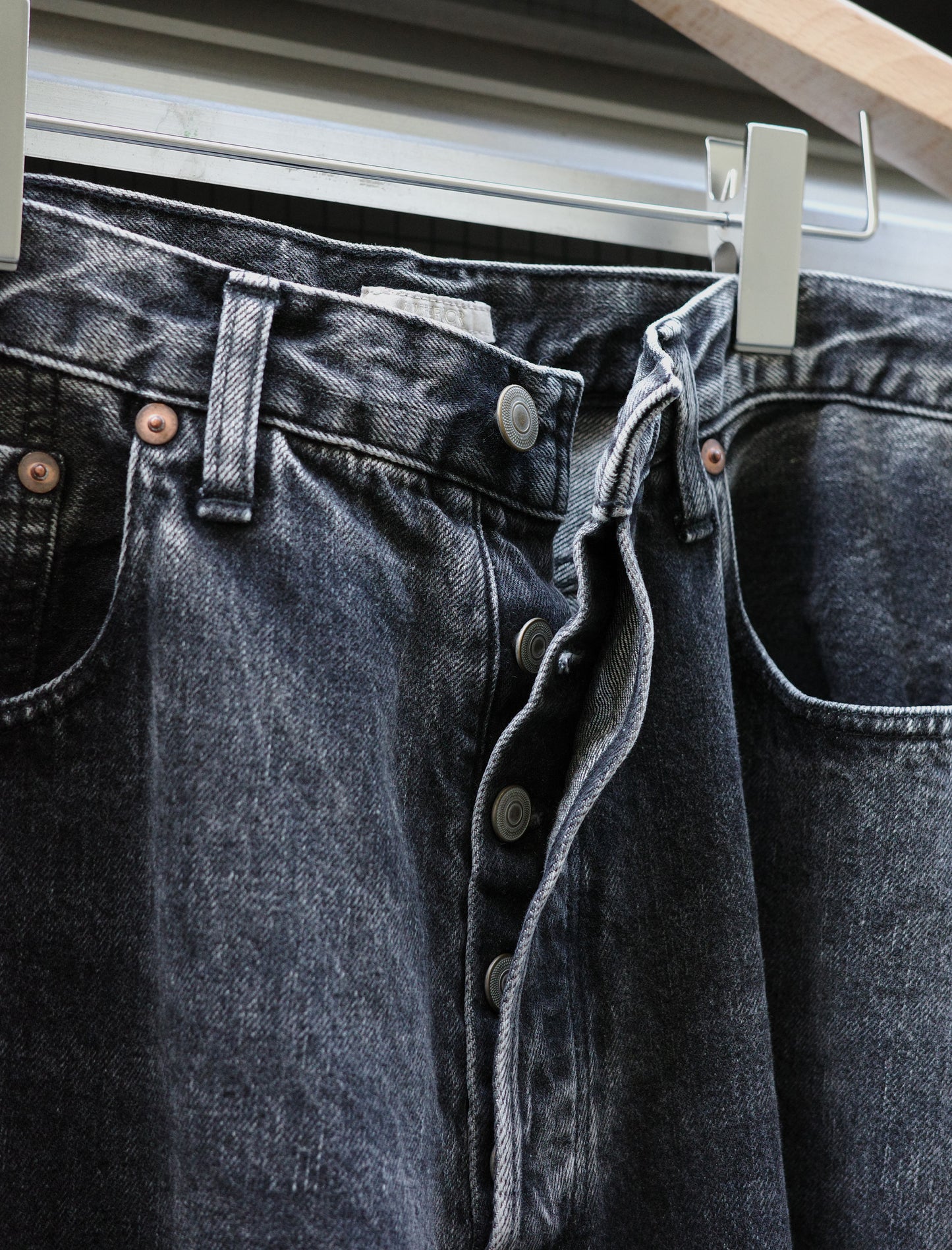 ULTERIOR Vintage Washed Selvedge Denim 5P Pants Faded Black