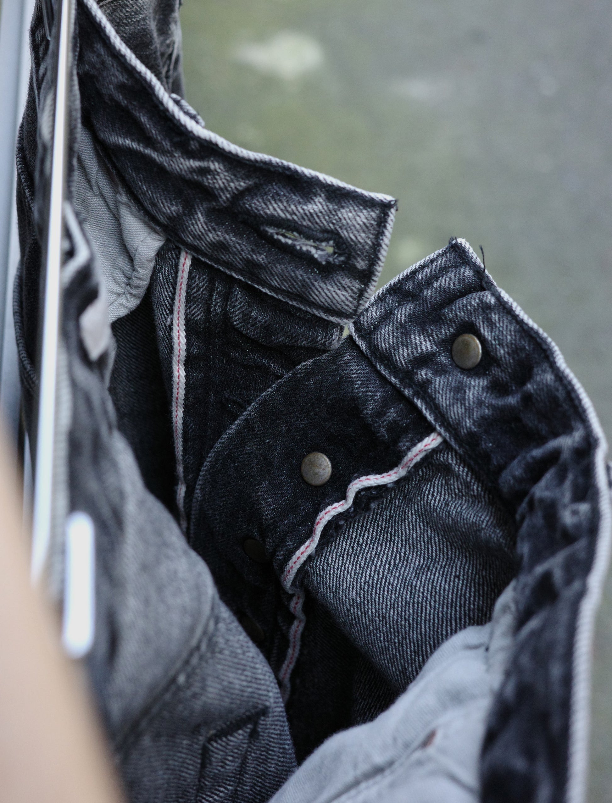 ULTERIOR Vintage Washed Selvedge Denim 5P Pants Faded Black
