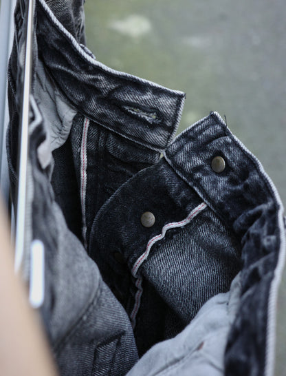 ULTERIOR Vintage Washed Selvedge Denim 5P Pants Faded Black