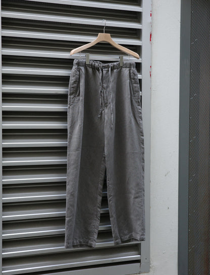 ULTERIOR Washed C/L Corkscrew Drawstring Pants Khaki Grey