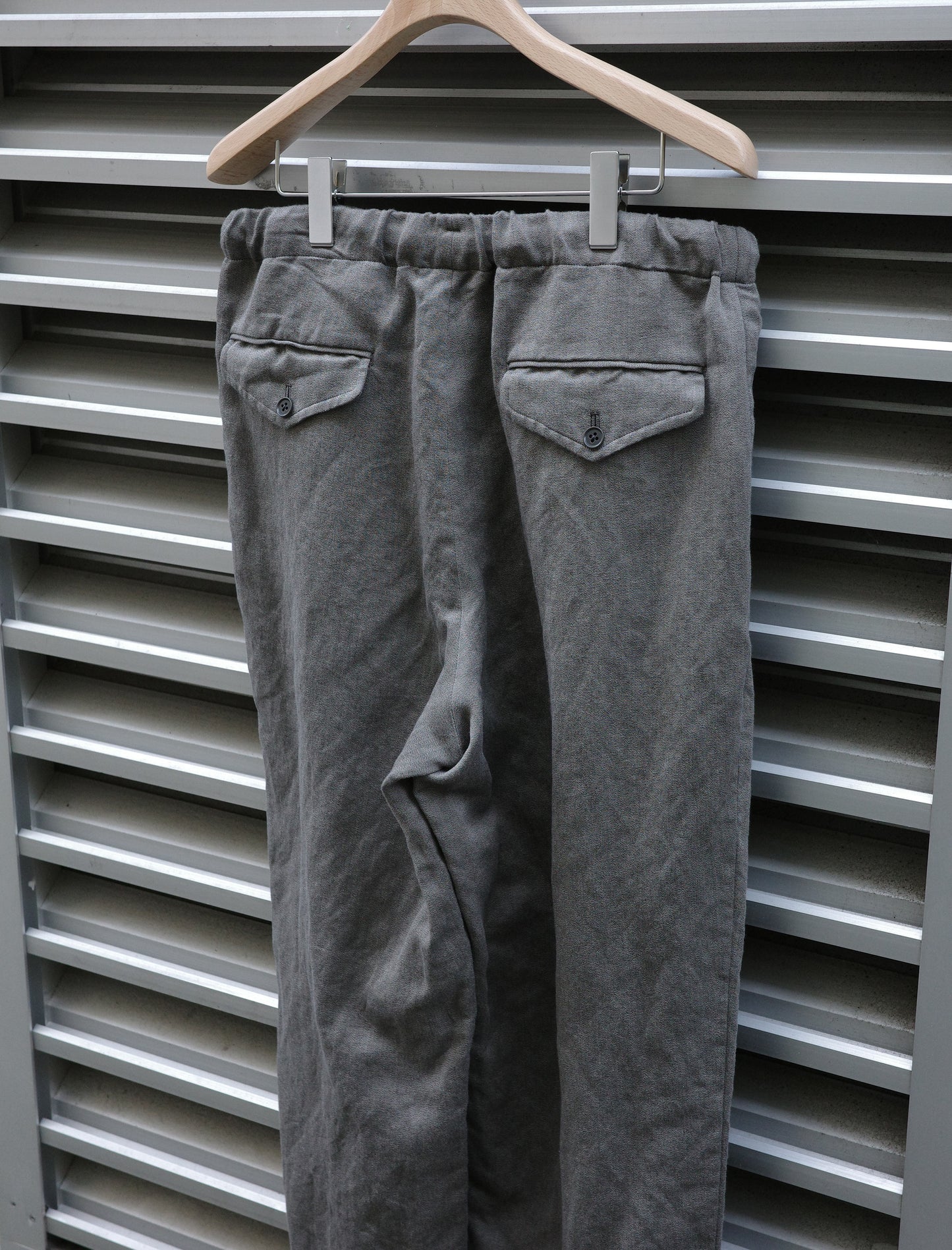 ULTERIOR Washed C/L Corkscrew Drawstring Pants Khaki Grey