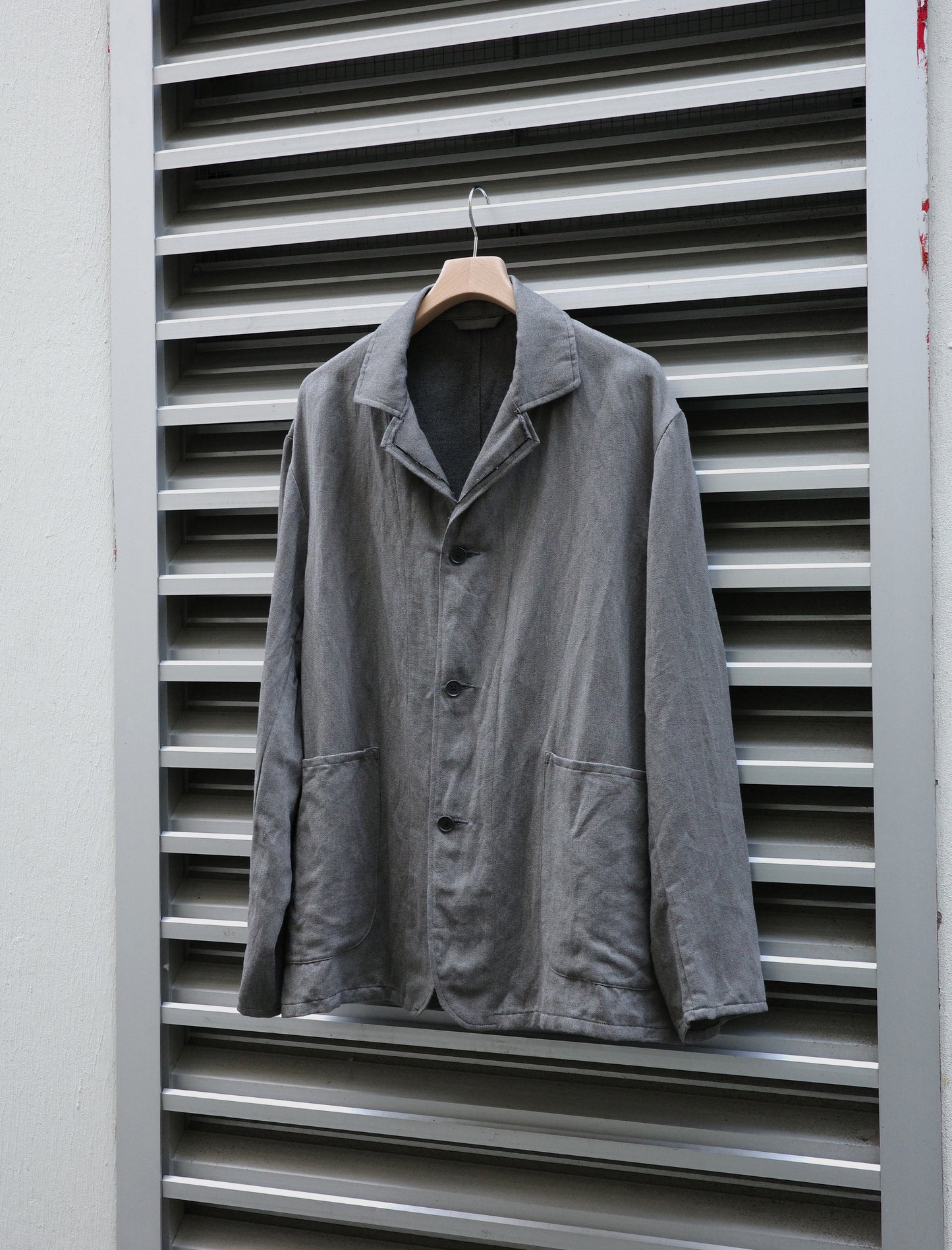 ULTERIOR Washed C/L Corkscrew Jacket Khaki Grey