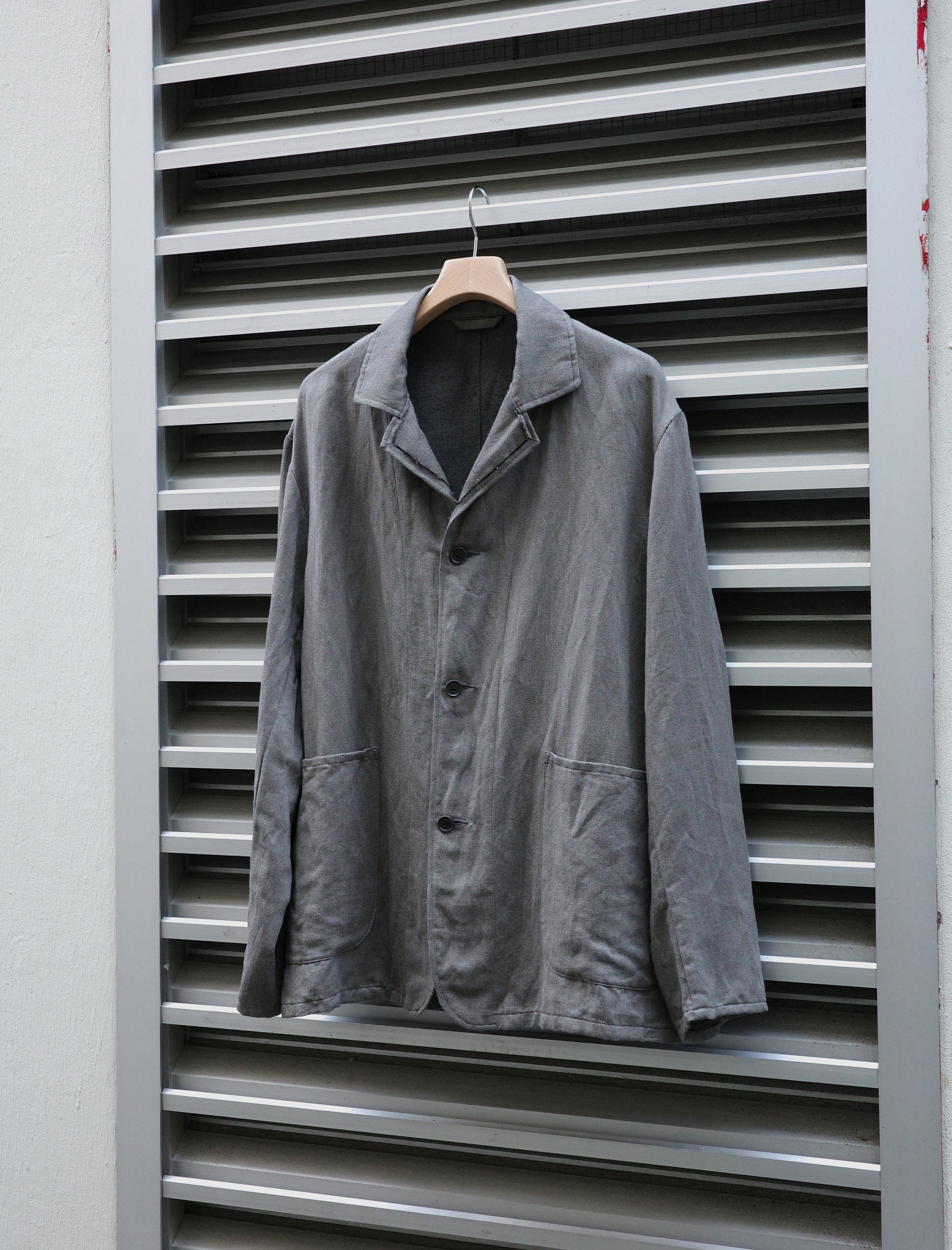 ULTERIOR Washed C/L Corkscrew Jacket Khaki Grey